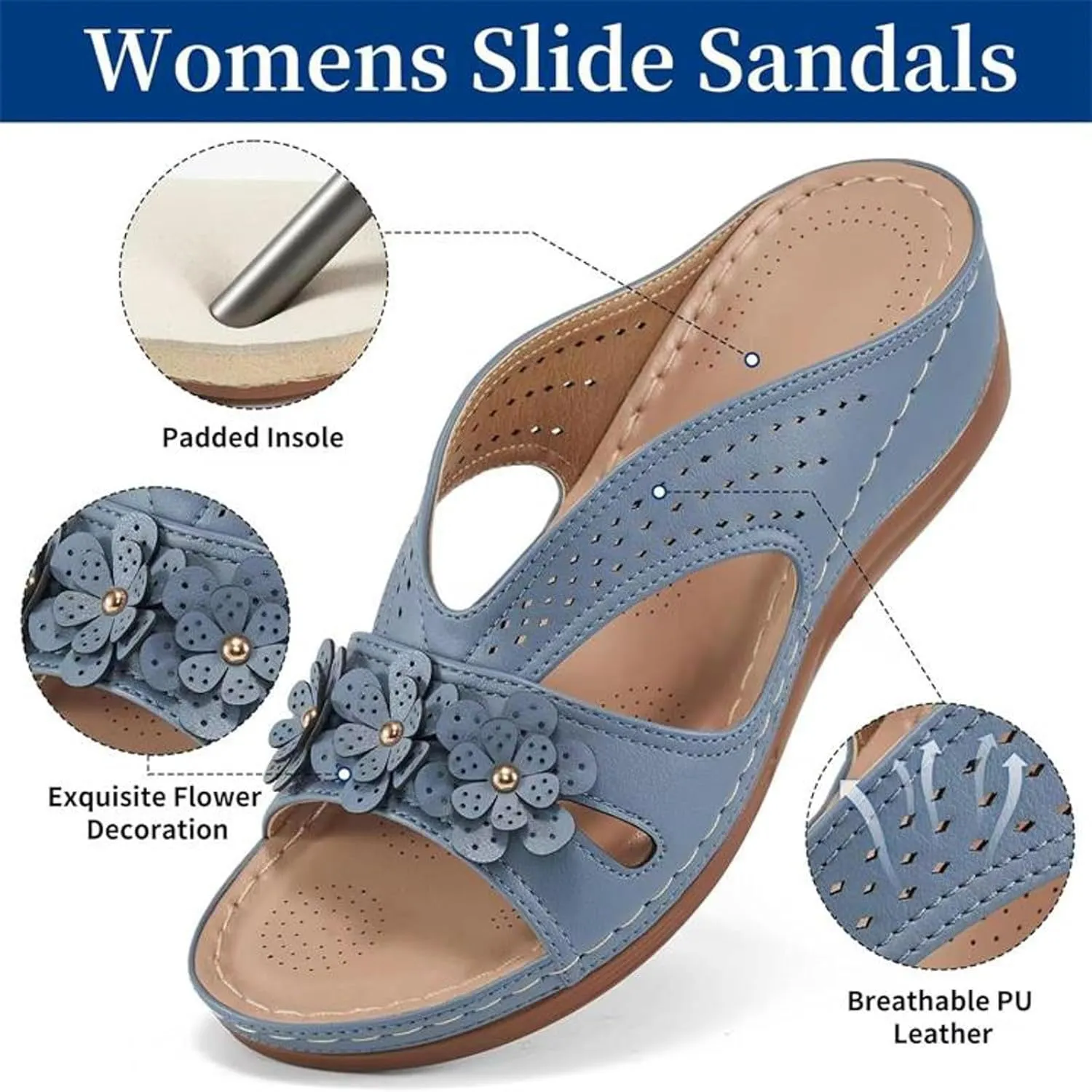 Orthopedic Sandals for Women Arch Support Walking Sandals Comfortable Wedge Sandals Wide Width Summer Beach Sandals