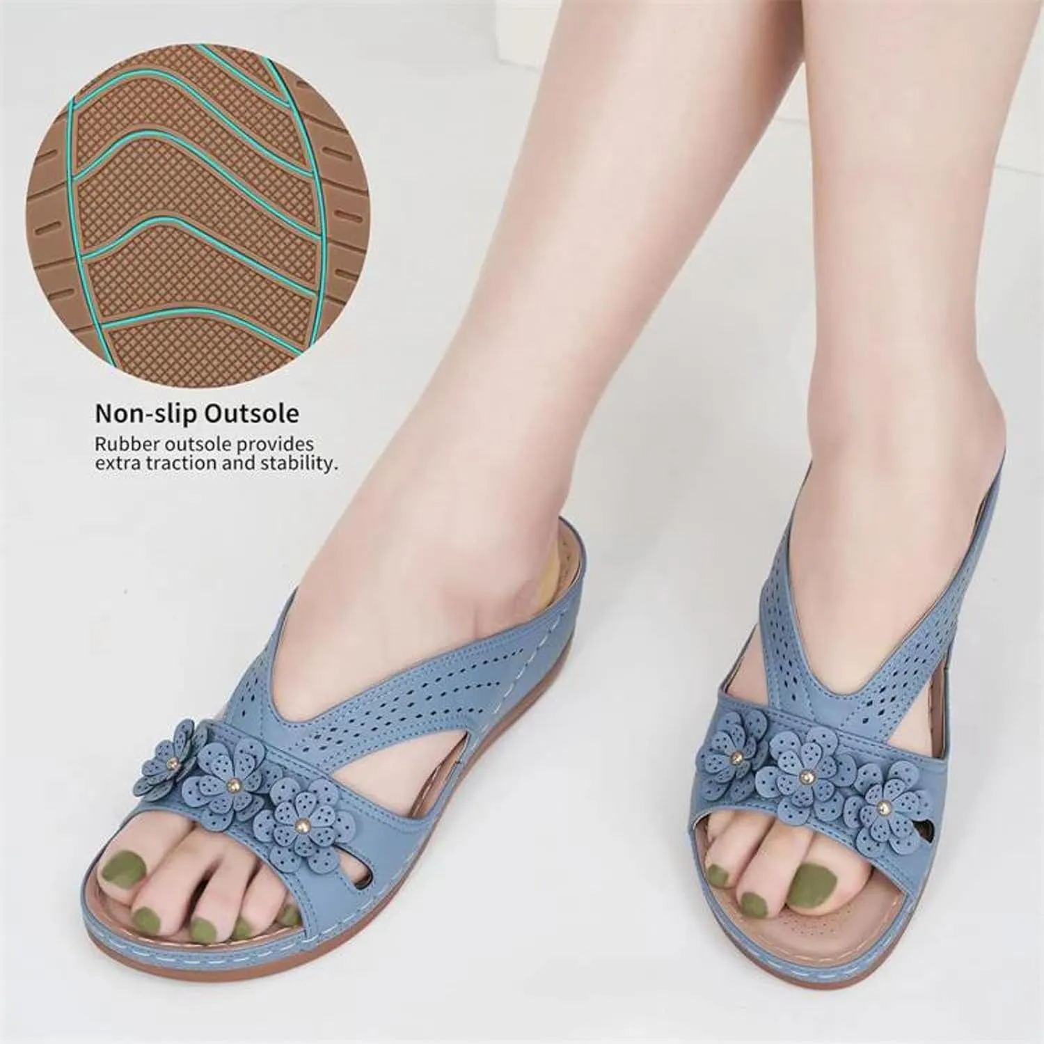 Orthopedic Sandals for Women Arch Support Walking Sandals Comfortable Wedge Sandals Wide Width Summer Beach Sandals