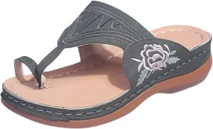 Orthopedic Sandals for Women Arch Support Walking Sandals Low Heel Flip Flops Open Toe Flats Espadrilles Sandal Lightweight Comfortable Beach Shoes Non Slip Slippers Comfort Wear Ortho Shoes