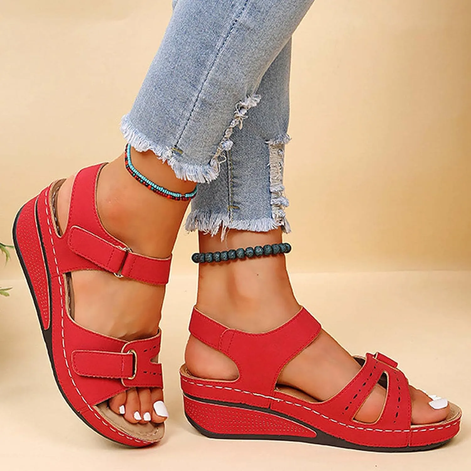 Orthopedic Sandals for Women Dressy Summer Comfortable Walking Sandals with Arch Support Wedge Sandals Casual Shoes