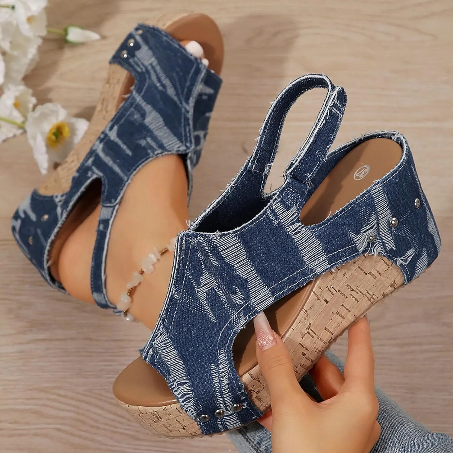 Orthopedic Sandals for Women, Mid Heel Espadrilles Wedges Platform Sandals Comfortable Open Toe Sandals with Adjustable Ankle Strap and Soft Footbed Women Dress Sexy Summer Comfort Party Shoes
