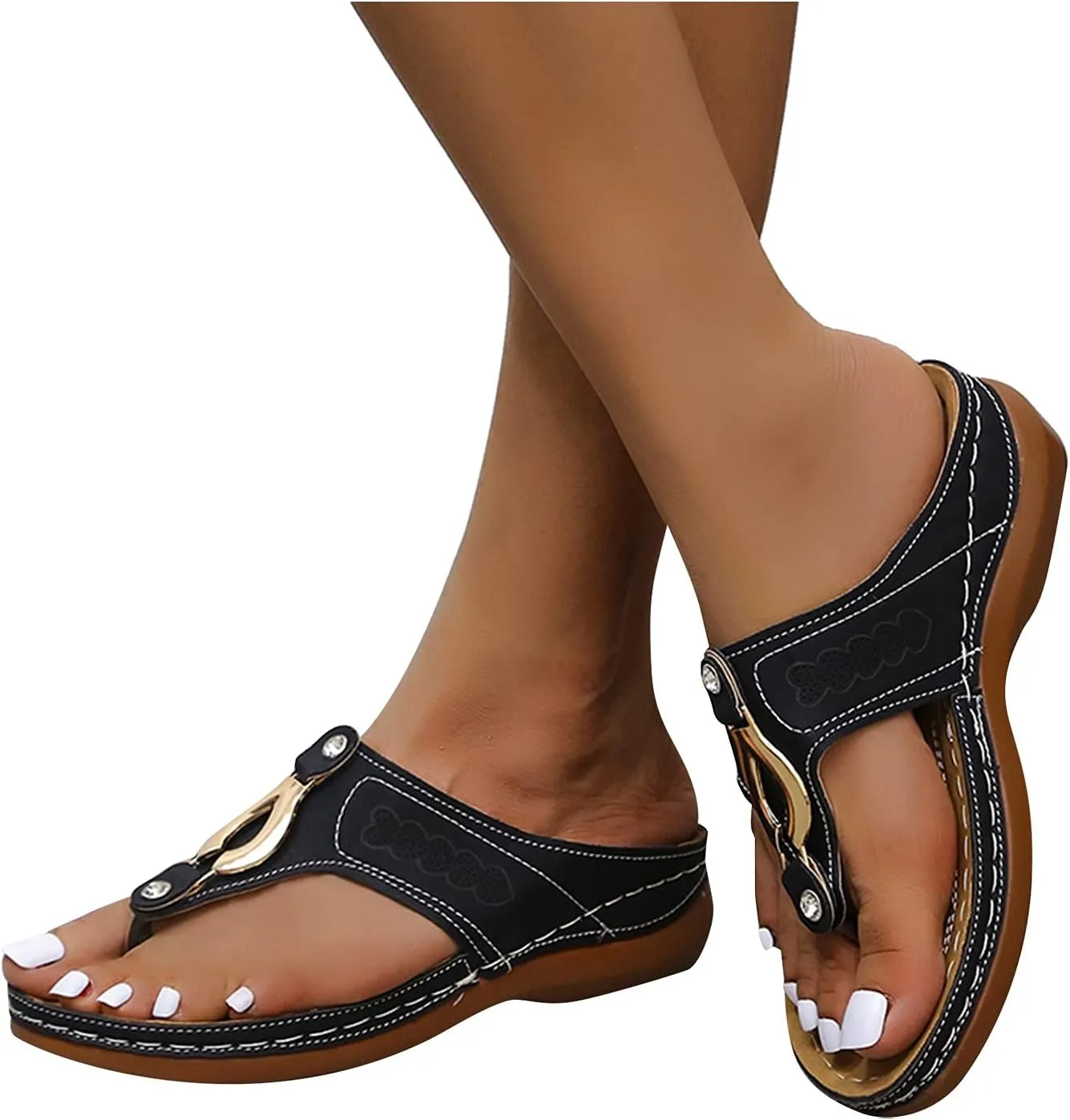 Orthopedic Sandals for Women, Womens Comfortable Sandals Sandals Thick Soled Shoes Breathable Women's Leisure Rainbows for Women Sandals Double Layer