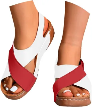 Orthopedic Walking Plantar Fasciitis Slides Sandals for Women Comfort Wedge Sandals Slip On Summer Vacation Sandals
