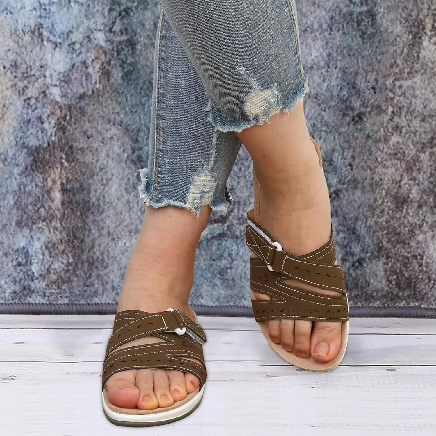 Orthopedic Wedge Sandals for Women 2025 Summer Fish Mouth Open Toe Walking Comfortable Slippers with Arch Support Adjustable Straps Beach Casual Vacation Outdoor Travel Sandals