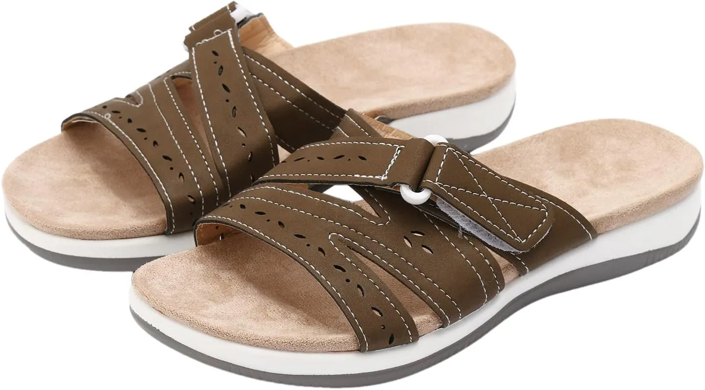 Orthopedic Wedge Sandals for Women 2025 Summer Fish Mouth Open Toe Walking Comfortable Slippers with Arch Support Adjustable Straps Beach Casual Vacation Outdoor Travel Sandals