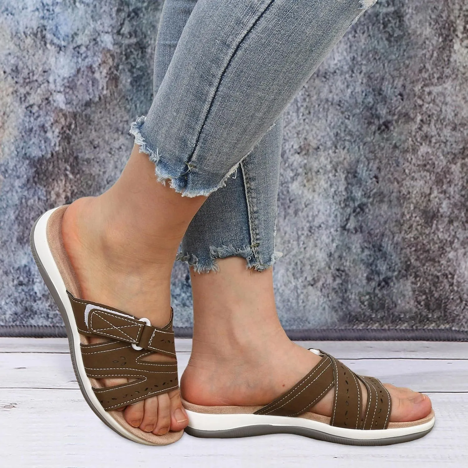 Orthopedic Wedge Sandals for Women 2025 Summer Fish Mouth Open Toe Walking Comfortable Slippers with Arch Support Adjustable Straps Beach Casual Vacation Outdoor Travel Sandals