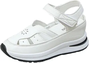 Orthopedic Wedge Sandals for Women Summer Dressy Closed Toe Ankle Strap Platform Sneakers Cutout Low Wedges Slip on Sandals Comfortable Outdoor Shoes 