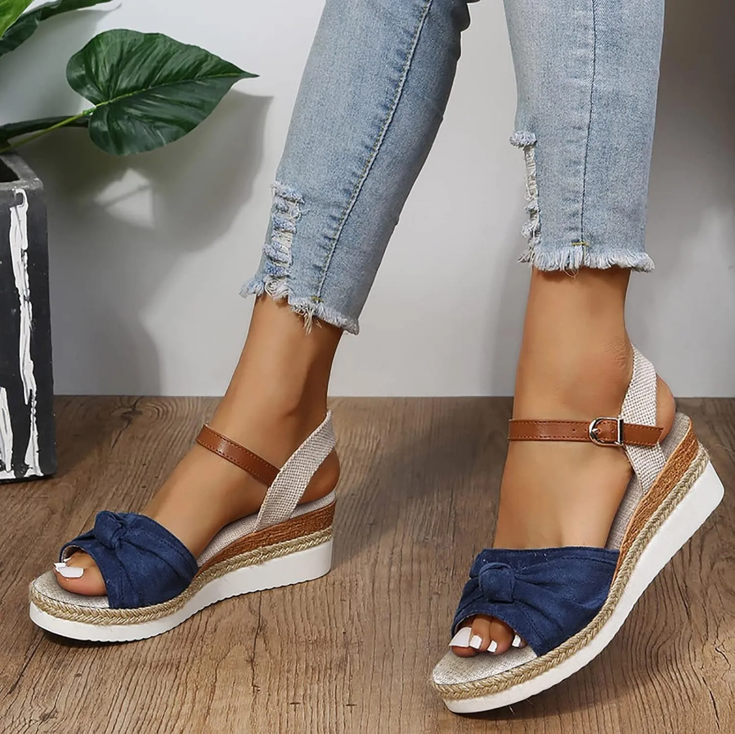 Orthopedic Wedge Sandals for Women Summer Dressy, Open Toe Ankle Strap Casual Platform Strappy Low Wedges Slip on Beach Sandals Shoes Comfortable Outdoor Shoes