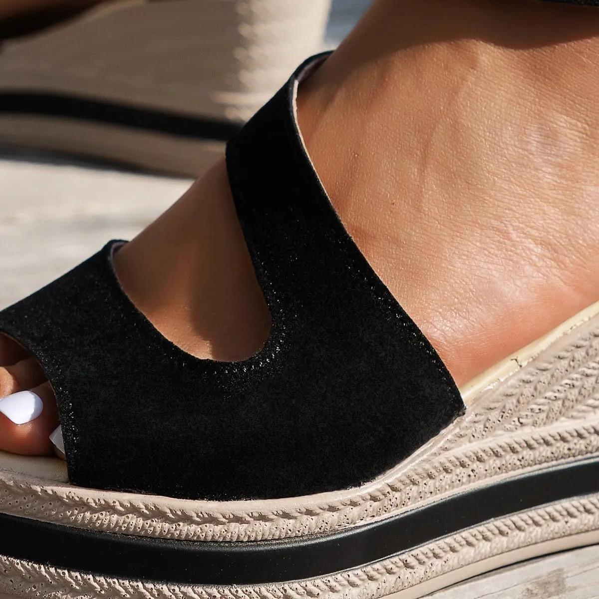 Orthopedic Wedge Sandals for Women Summer Dressy,2025 Casual Fashion Open Toe Fish Mouth Hollow Out Slip On Platform Shoes Comfortable Platform High Heel Summer Walking Sandals with Arch Support