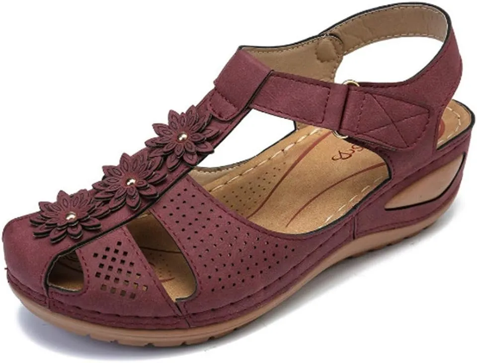 peqiut Orthopedic Sandals for Women Dressy Summer Comfortable Closed Toe Sandals Women Closed Toe Hollow Sandals Women