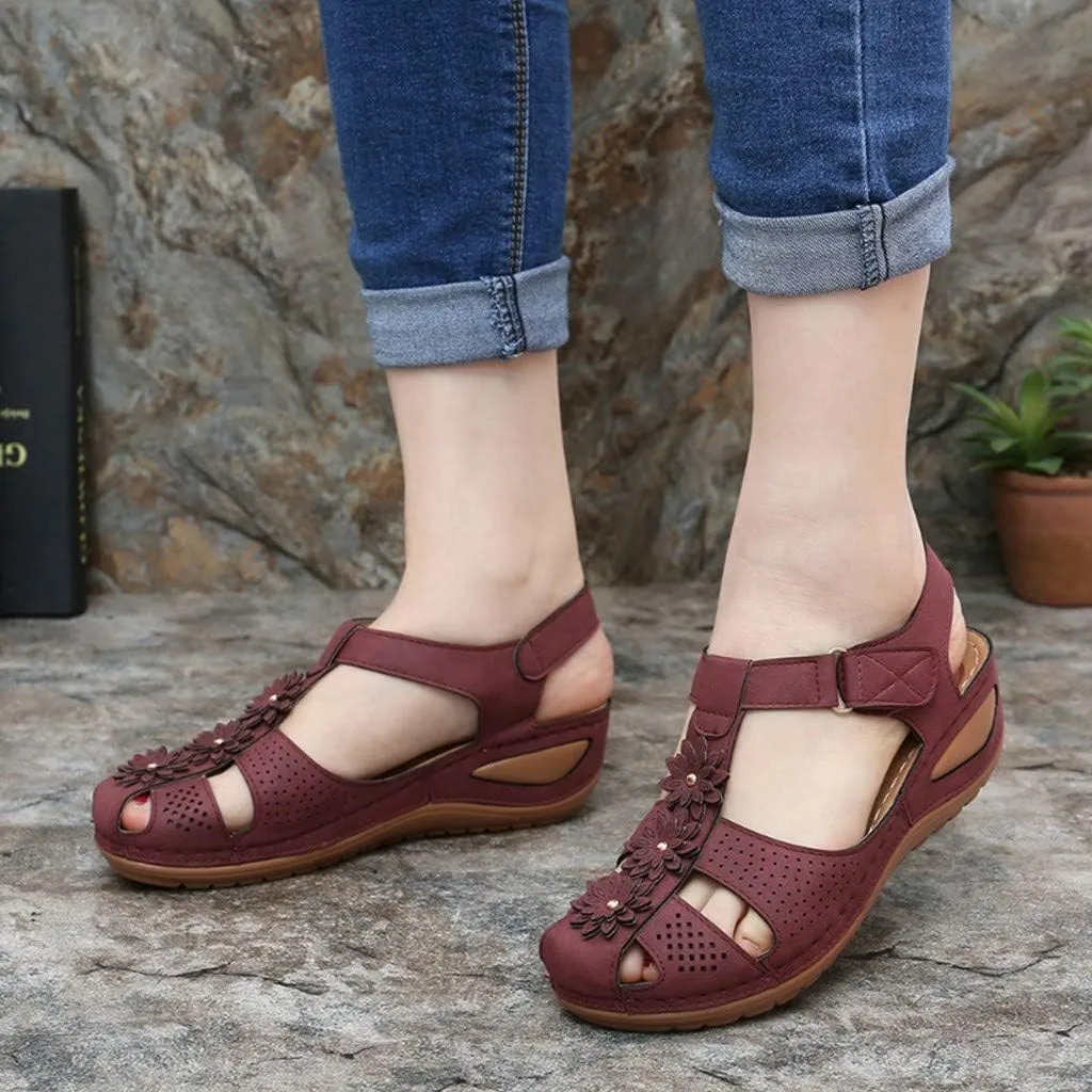 peqiut Orthopedic Sandals for Women Dressy Summer Comfortable Closed Toe Sandals Women Closed Toe Hollow Sandals Women