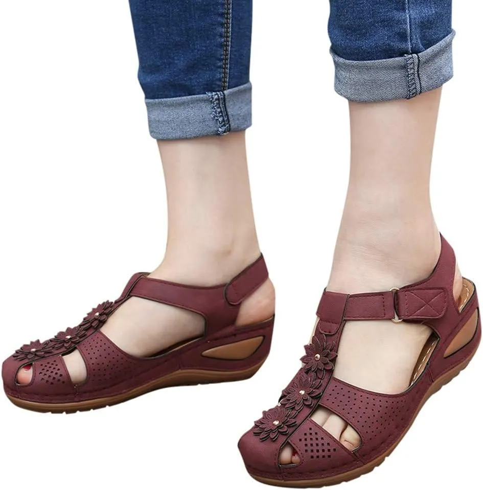 peqiut Orthopedic Sandals for Women Dressy Summer Comfortable Closed Toe Sandals Women Closed Toe Hollow Sandals Women