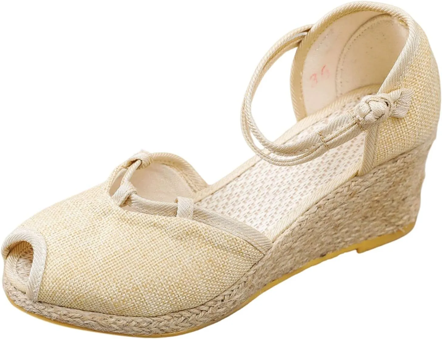 Platform Espadrilles for Women Wide Width Casual Fishmouth Sandals Ankle Strap Closed Toe Slingback Espadrille Wedge Heels Sandal Summer Fashion Breathable Lightweight Comfortable Shoes