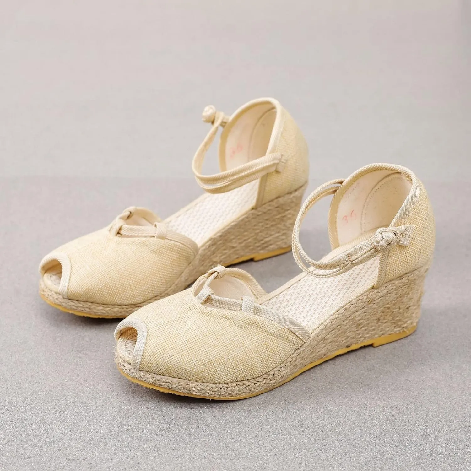 Platform Espadrilles for Women Wide Width Casual Fishmouth Sandals Ankle Strap Closed Toe Slingback Espadrille Wedge Heels Sandal Summer Fashion Breathable Lightweight Comfortable Shoes