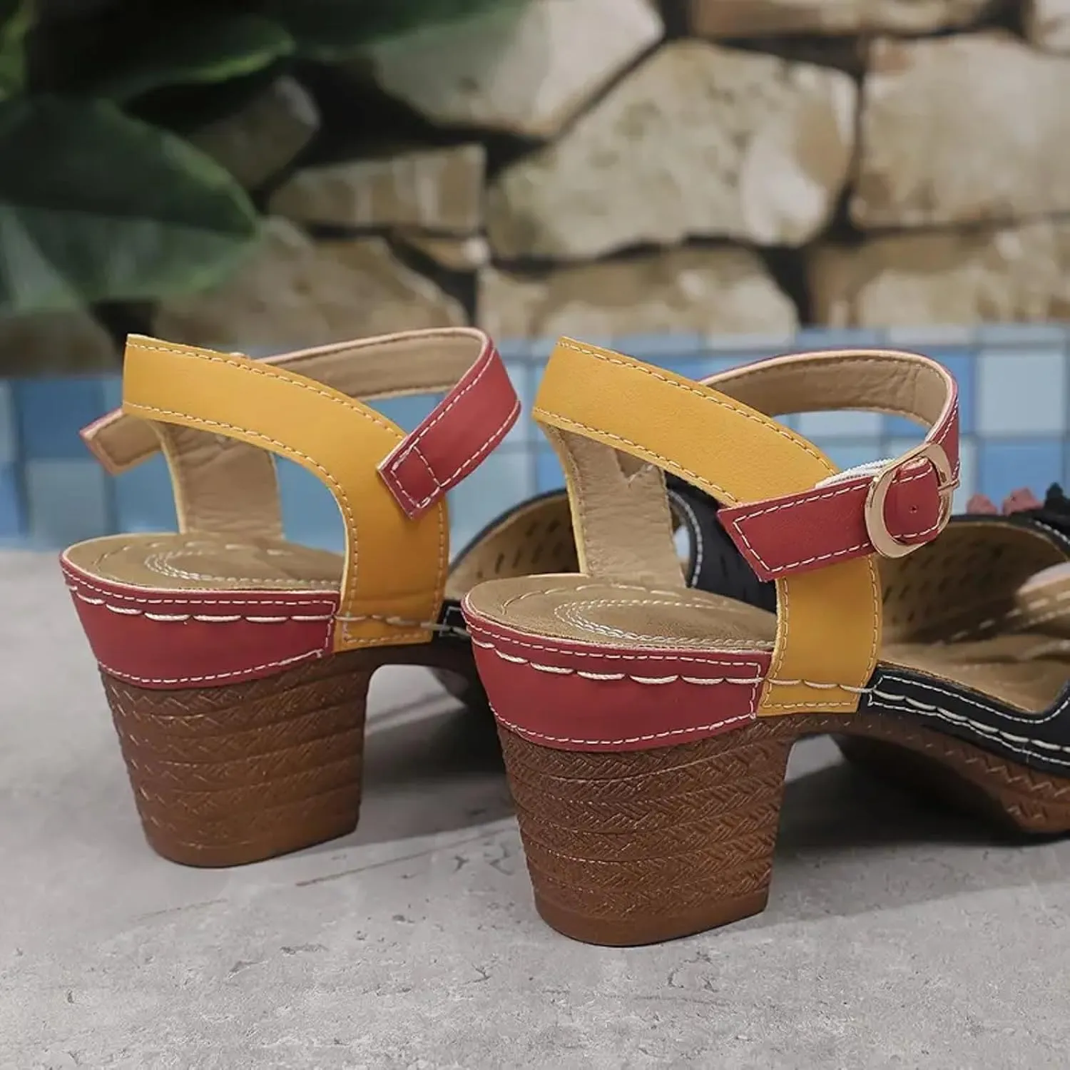 Platform Sandals for Women Chunky Heel Ankle Strap Wedge Sandals Breathable Trendy Summer Women Shoes Outdoor