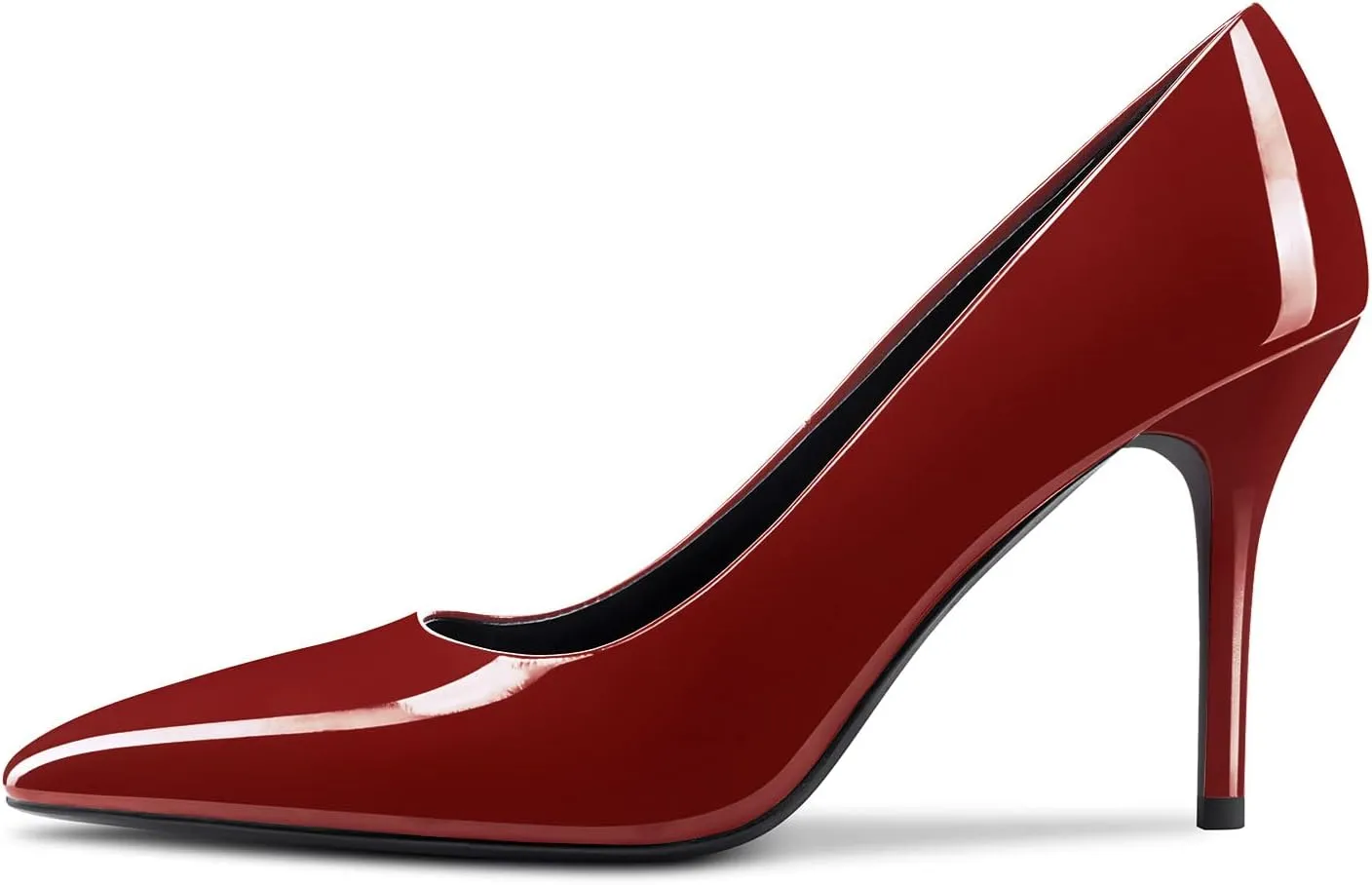 Saekcted Womens Girl High Stiletto Heel Close Pointed Toe Slip-on Pumps Wedding Office Party Dress Shoes 3.5" Heels Stilettos
