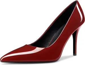 Saekcted Womens Girl High Stiletto Heel Close Pointed Toe Slip-on Pumps Wedding Office Party Dress Shoes 3.5" Heels Stilettos