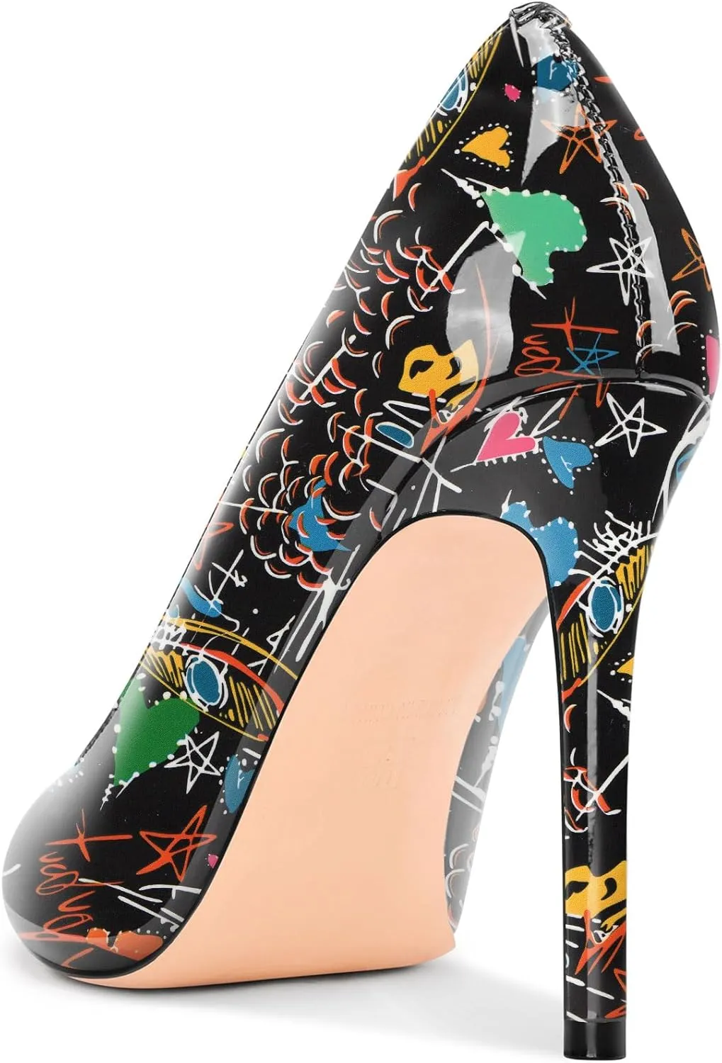 Saekcted Womens Stiletto High Heel Pointed Toe Pumps Slip-on Party Basic Classic Patent Leather 3.9 Inches Heels