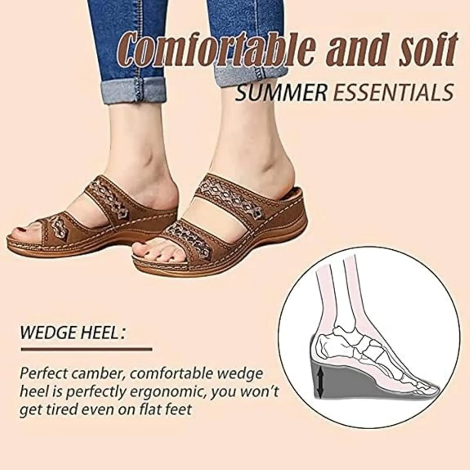 Sandals Women Dressy Wedge Sandals Comfortable Womens Orthopedic Sandal Dressy Summer Flip Flops Fashion Walking Wedges