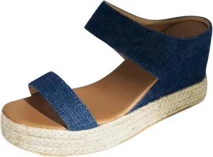 Sandals Women Fashion, Womens Wedge Sandals Leather Slip on Platform Sandal Comfortable Beach Flats Shoes