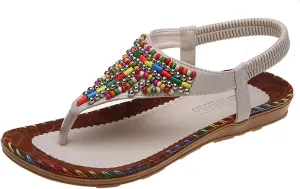 Sandals Women Thong Flat Shoes Comfort Summer Open Toe Slingback Sandal Casual T- Strap Gladiator Walking Beach Flats