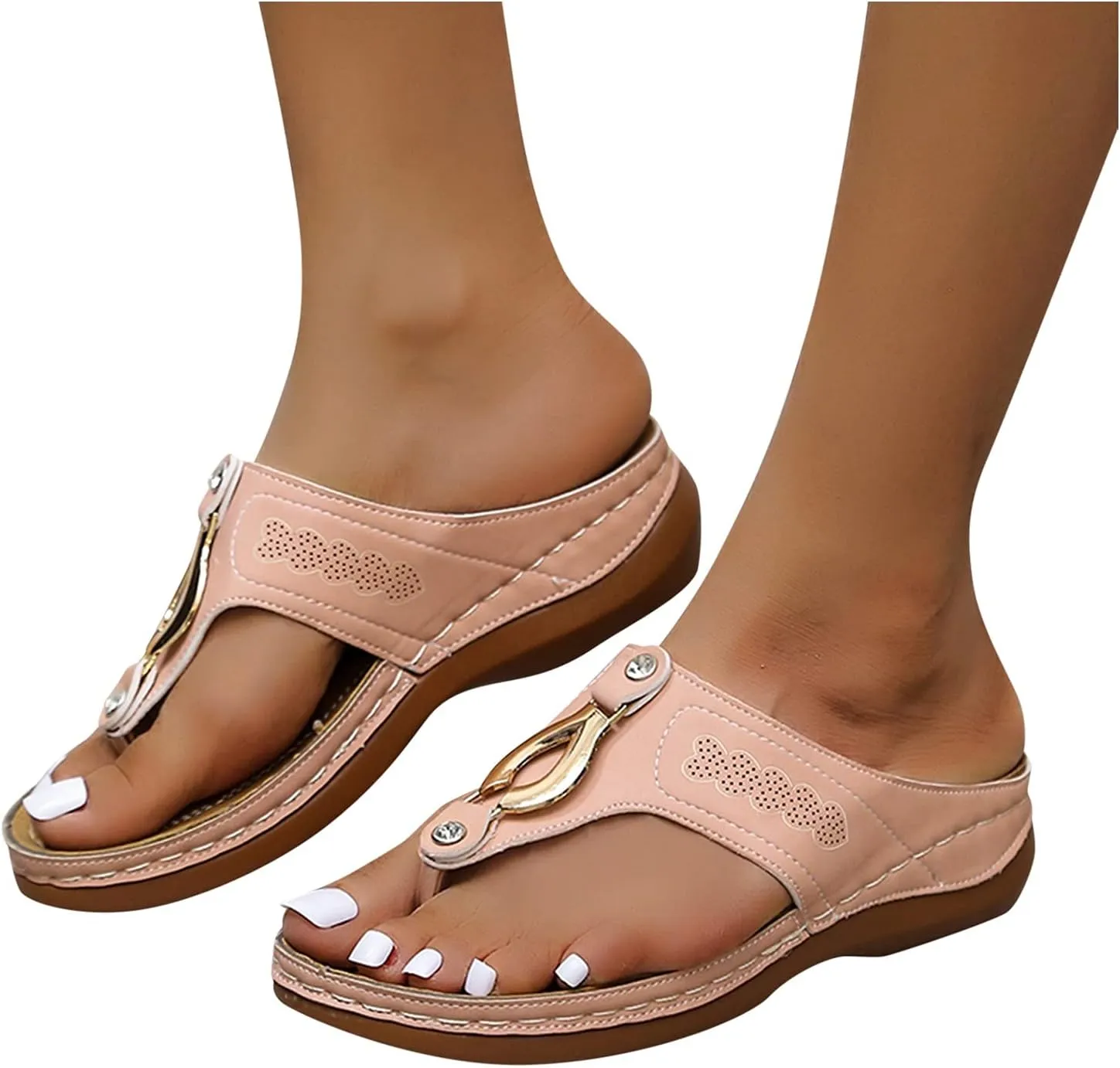 SBGMoSJ Sandals for Wide Feet Women Walking Shoes Women Tan Slide Sandals Women Extra Wide Width Sandals for Women Summer Sandals Women Short Wedge Sandals for Women