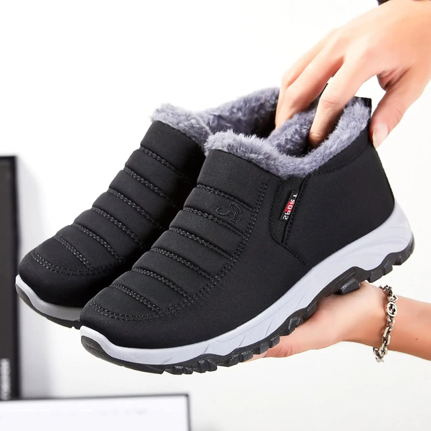 SBGMoSJ Short Winter Boots for Women Waterproof Snow Womens Winter Boots Wide Width Women's Boots Winter Womens Waterproof Boots Wide Width Botas De Invierno Para Mujer Negros De Piel