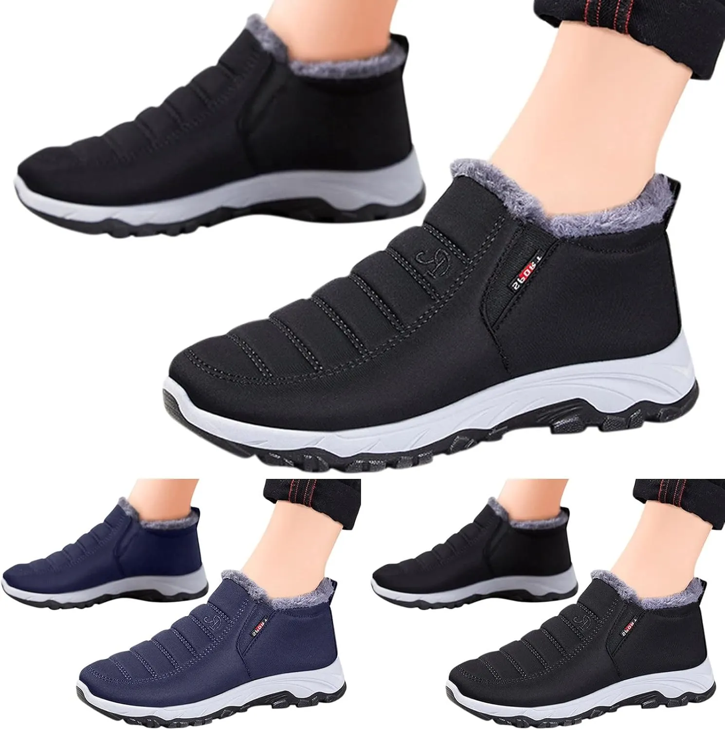 SBGMoSJ Short Winter Boots for Women Waterproof Snow Womens Winter Boots Wide Width Women's Boots Winter Womens Waterproof Boots Wide Width Botas De Invierno Para Mujer Negros De Piel
