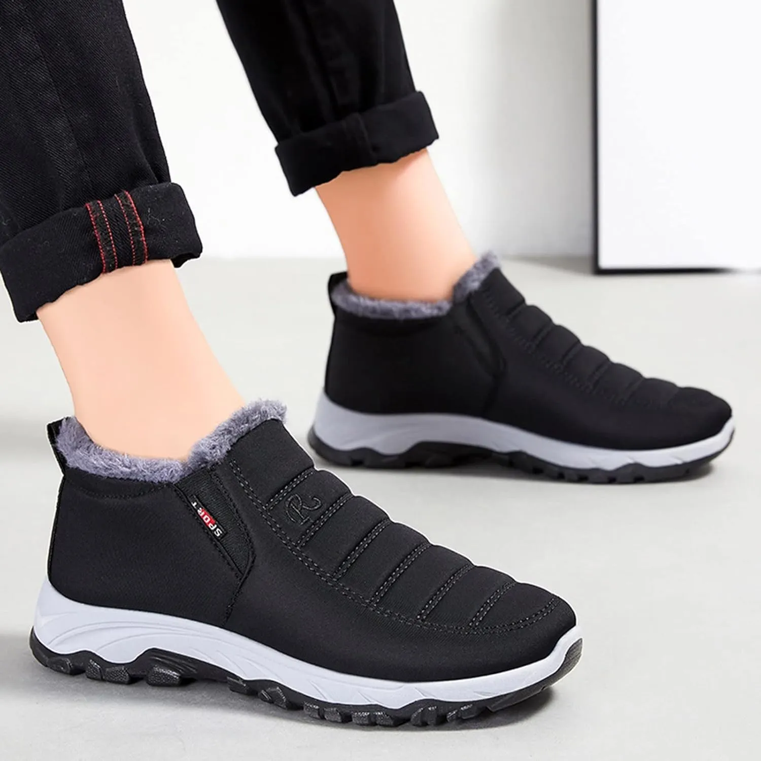 SBGMoSJ Short Winter Boots for Women Waterproof Snow Womens Winter Boots Wide Width Women's Boots Winter Womens Waterproof Boots Wide Width Botas De Invierno Para Mujer Negros De Piel