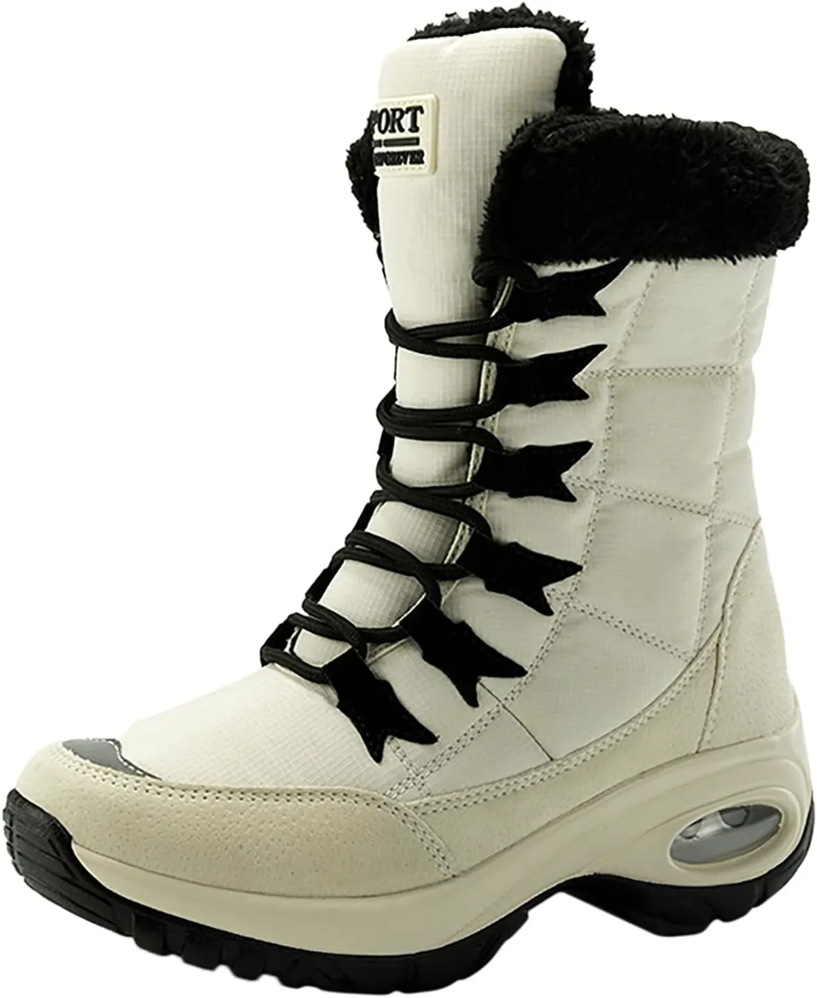 SBGMoSJ Slip on Winter Boots for Women Ankle Booties Women's Duck Boots Waterproof Black Winter Boots Women Size 8 Slip on Dressy Winter Boots for Women Low Heel Botas Para Mujer De Invierno Largas