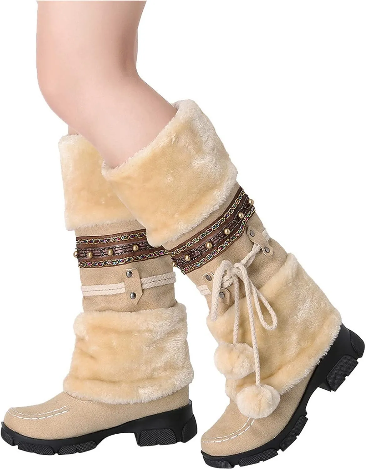 SBGMoSJ Snowboarding Boots Womens Womens Winter Boots Size 12 Wide Calf Winter Boots for Women Outdoor Boots Women Knee High Botas De Mujer Para El Frio Con Plataforma