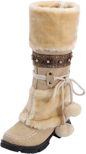 SBGMoSJ Snowboarding Boots Womens Womens Winter Boots Size 12 Wide Calf Winter Boots for Women Outdoor Boots Women Knee High Botas De Mujer Para El Frio Con Plataforma