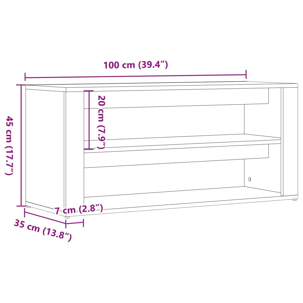 Shoe Bench Artisan Oak 100x35x45 cm Engineered Wood