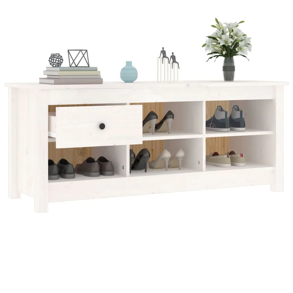 Shoe Cabinet White 110x38x45.5 cm Solid Wood Pine