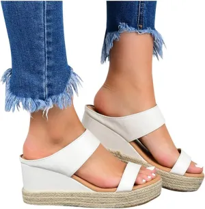Shoes for Women Sandals, Womens Sandals Wedge Sandals Leather Slip on Platform Sandal Comfortable Flats Shoes