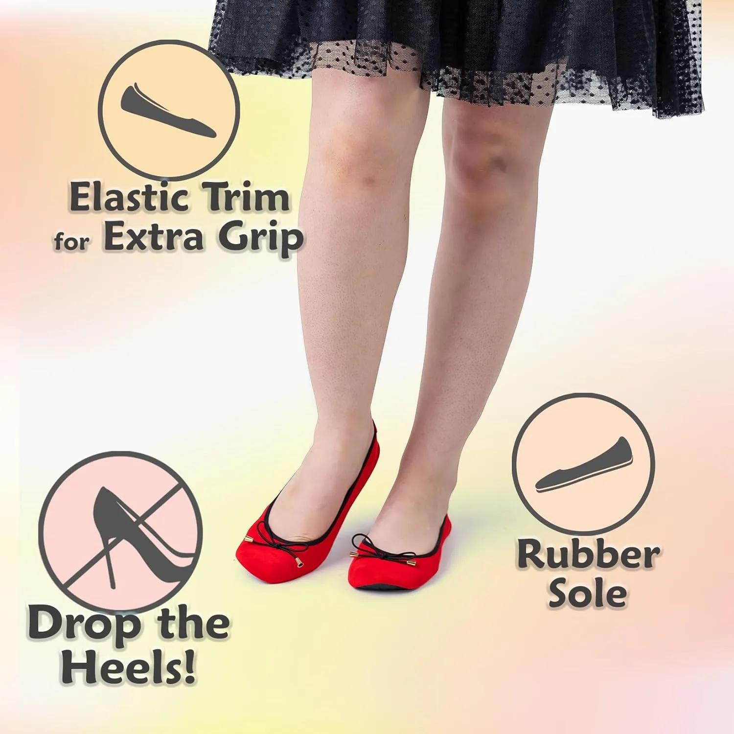 Silky Toes Womens Velvet Foldable Ballet Flats Slip On Travel Purse Shoes with Carrying Pouch