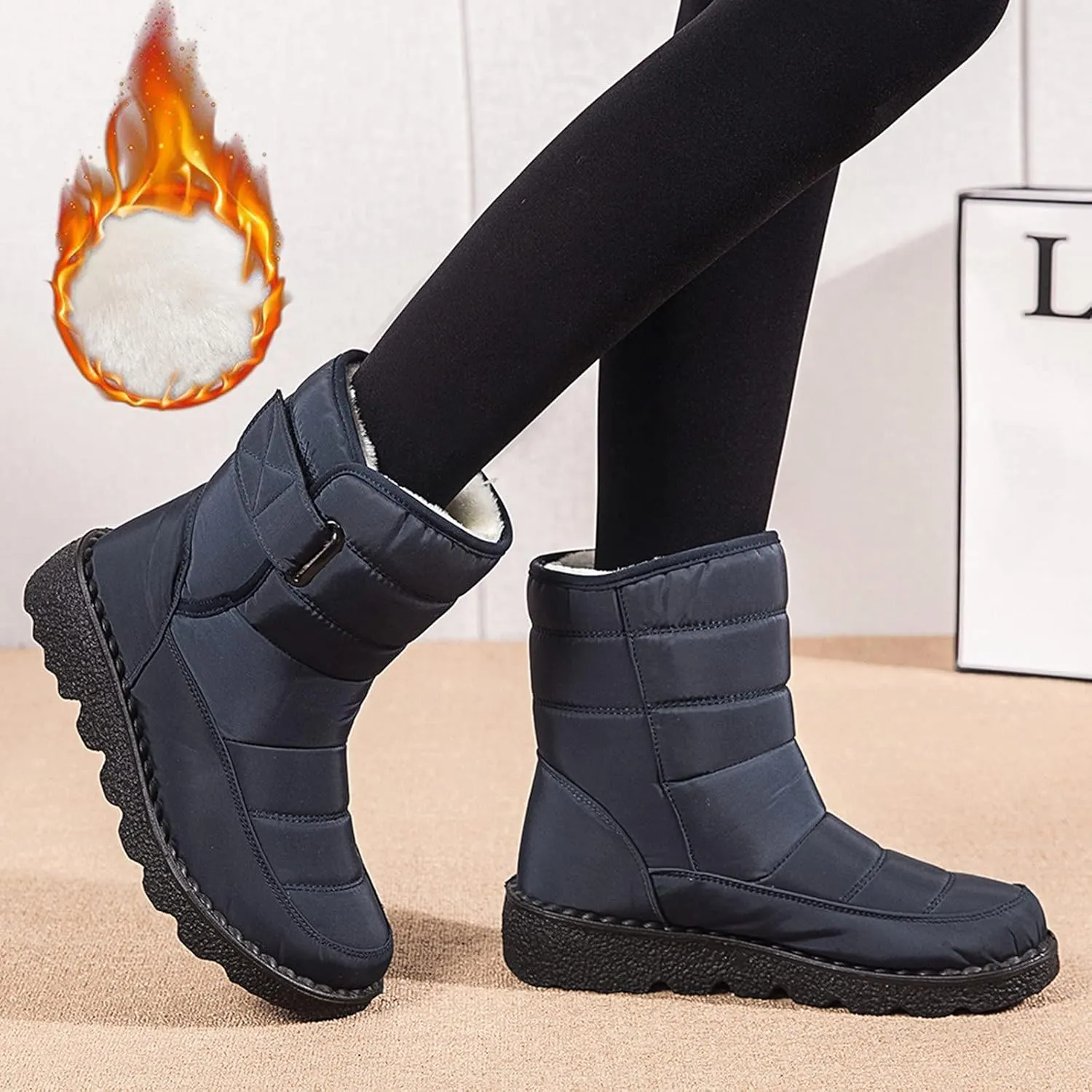 Size 11 Long Waterproof Women Snow Boot Women's Waterproof Boots Womens Knee High Boots Mid Calf Fur Furry Lace Up Winter Warm Snow Snow Boots for Snowshoeing Women Waterproof Womens Boots Ankle