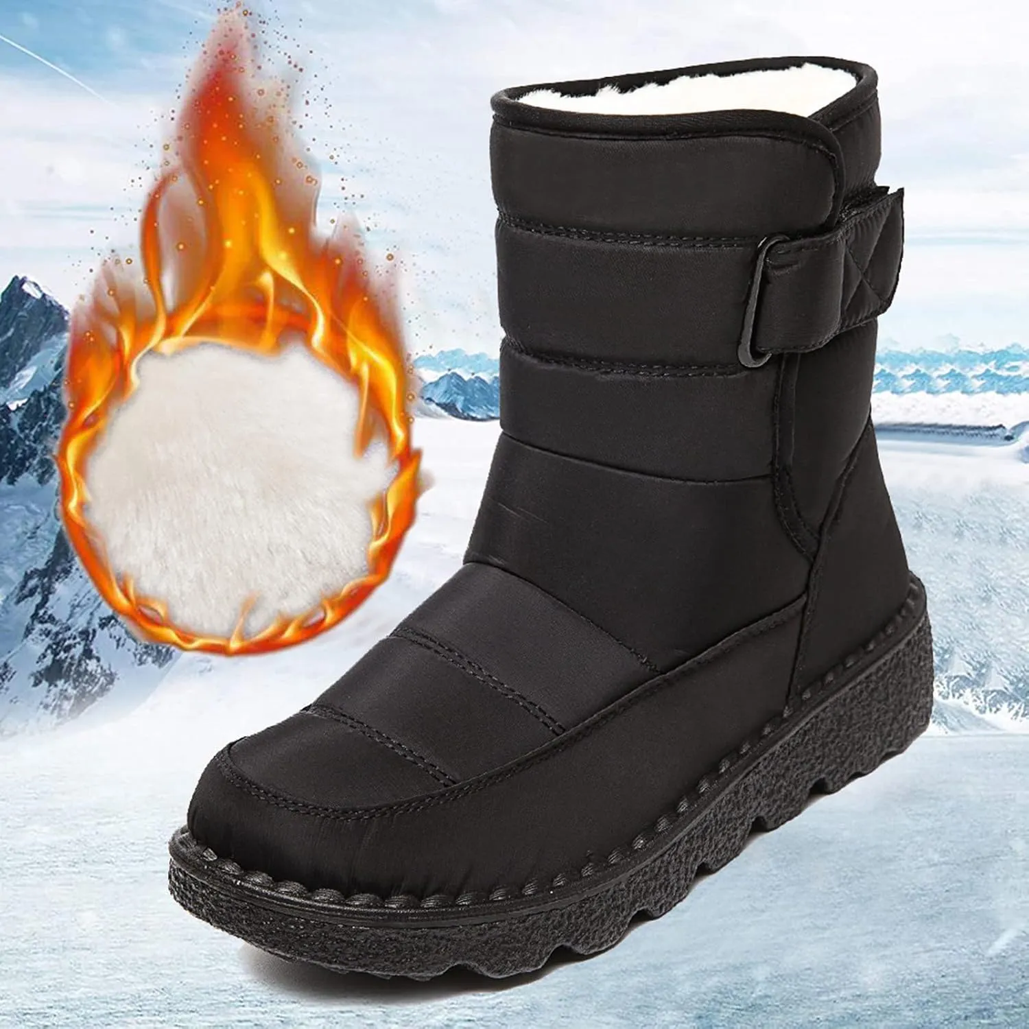 Size 11 Long Waterproof Women Snow Boot Women's Waterproof Boots Womens Knee High Boots Mid Calf Fur Furry Lace Up Winter Warm Snow Snow Boots for Snowshoeing Women Waterproof Womens Boots Ankle