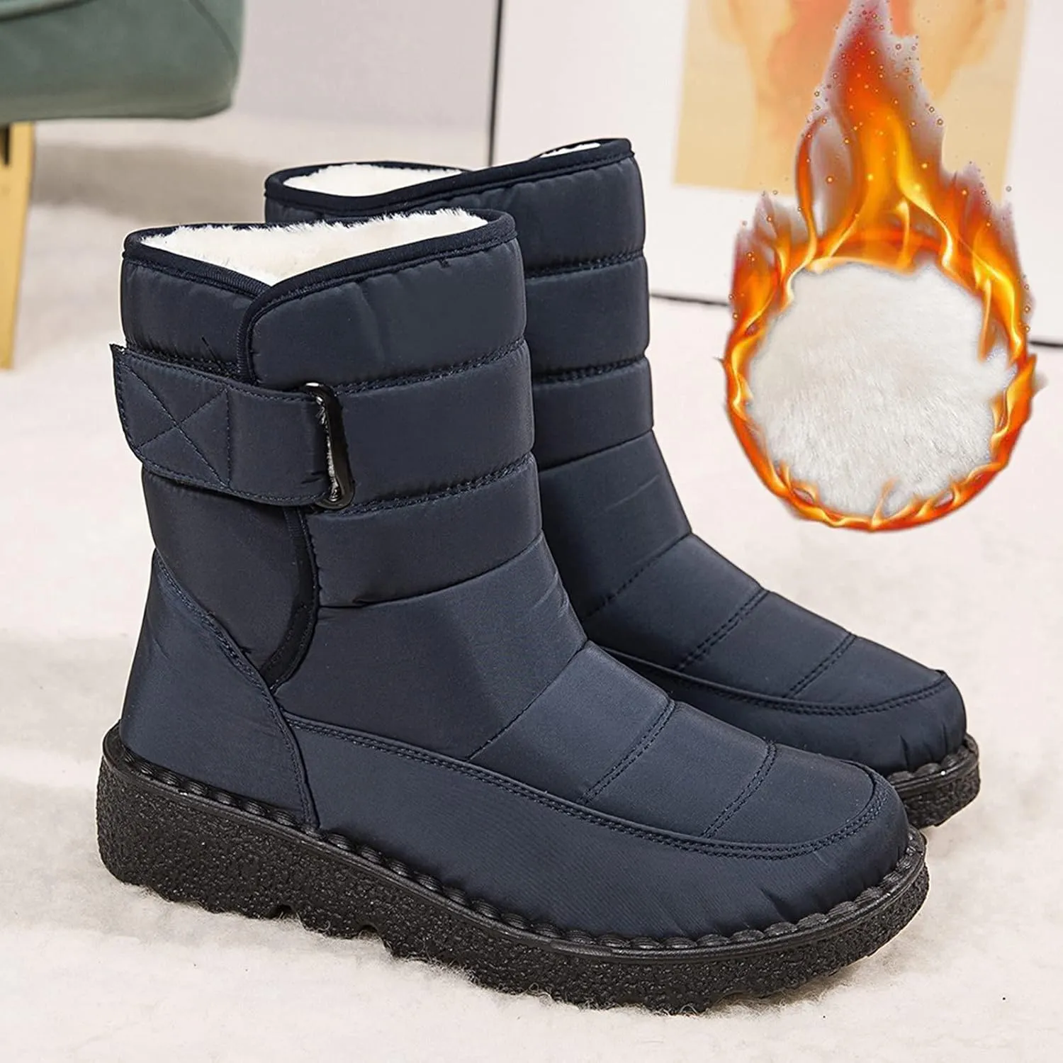 Size 11 Long Waterproof Women Snow Boot Women's Waterproof Boots Womens Knee High Boots Mid Calf Fur Furry Lace Up Winter Warm Snow Snow Boots for Snowshoeing Women Waterproof Womens Boots Ankle