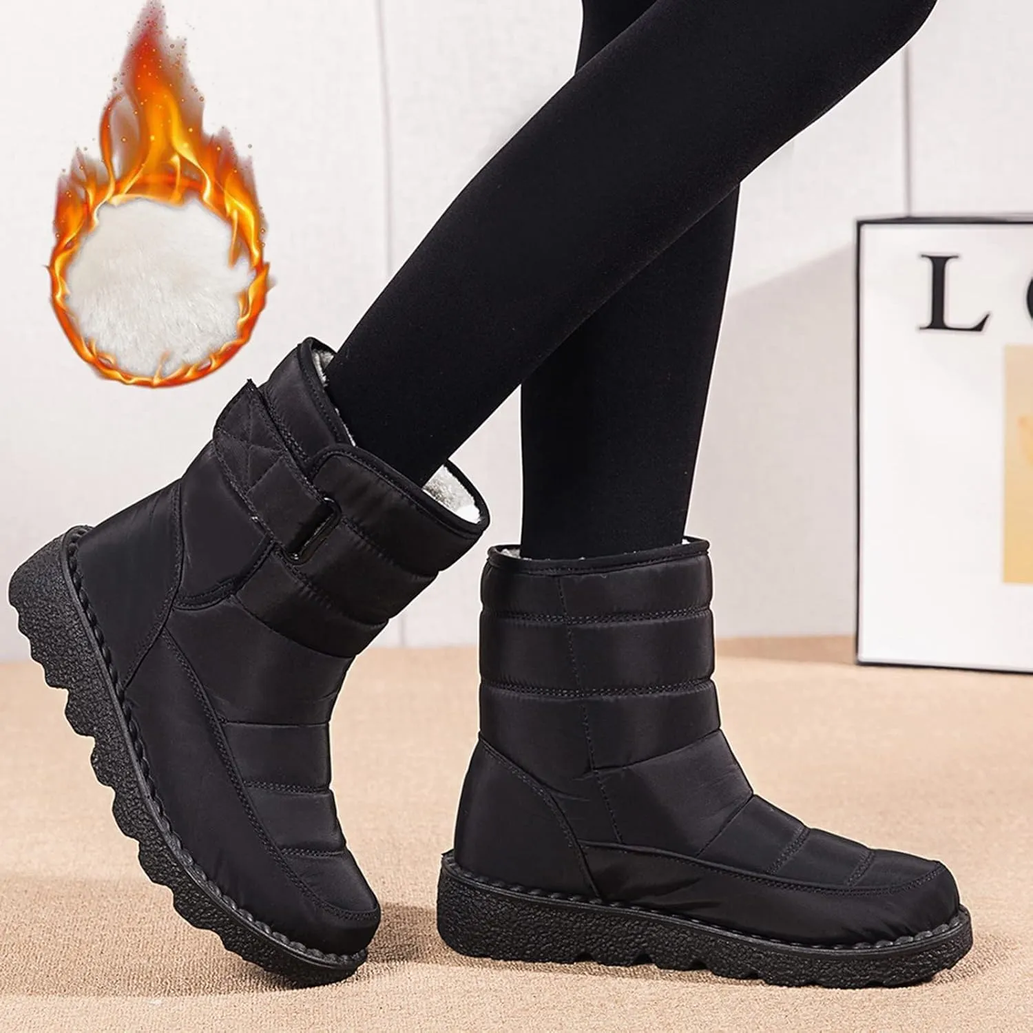 Size 11 Long Waterproof Women Snow Boot Women's Waterproof Boots Womens Knee High Boots Mid Calf Fur Furry Lace Up Winter Warm Snow Snow Boots for Snowshoeing Women Waterproof Womens Boots Ankle