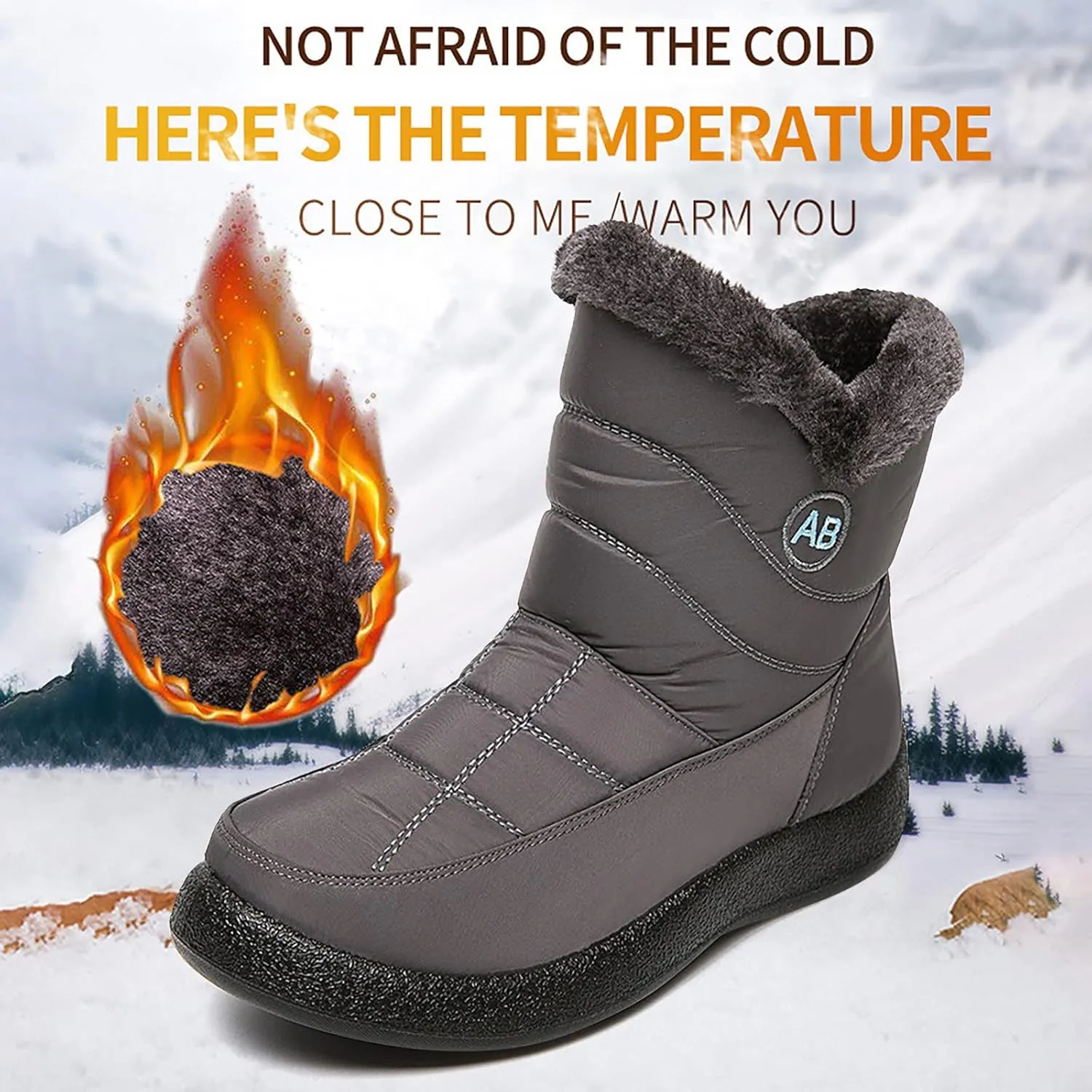 Slip on Winter Boots for Women Wide Width Women's Snow Boots Ankle Short Fur Boots Fur Boots for Women Winter Platform Winter Boots Womens Wide Width Botas De Invierno