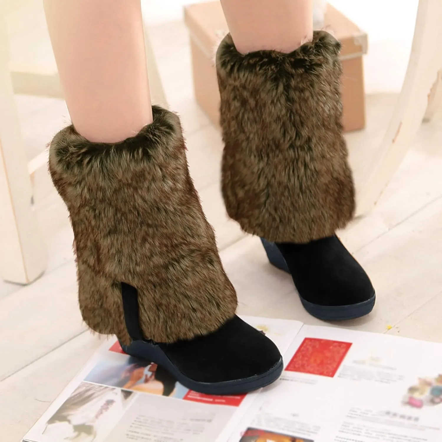Slip on Winter Boots for Women Wide Womens Black Snow Boots Ankle Winter Boots for Women Ankle Booties Womens Waterproof Hiking Boots Extra Wide Width Botas Para El Invierno De Mujeres