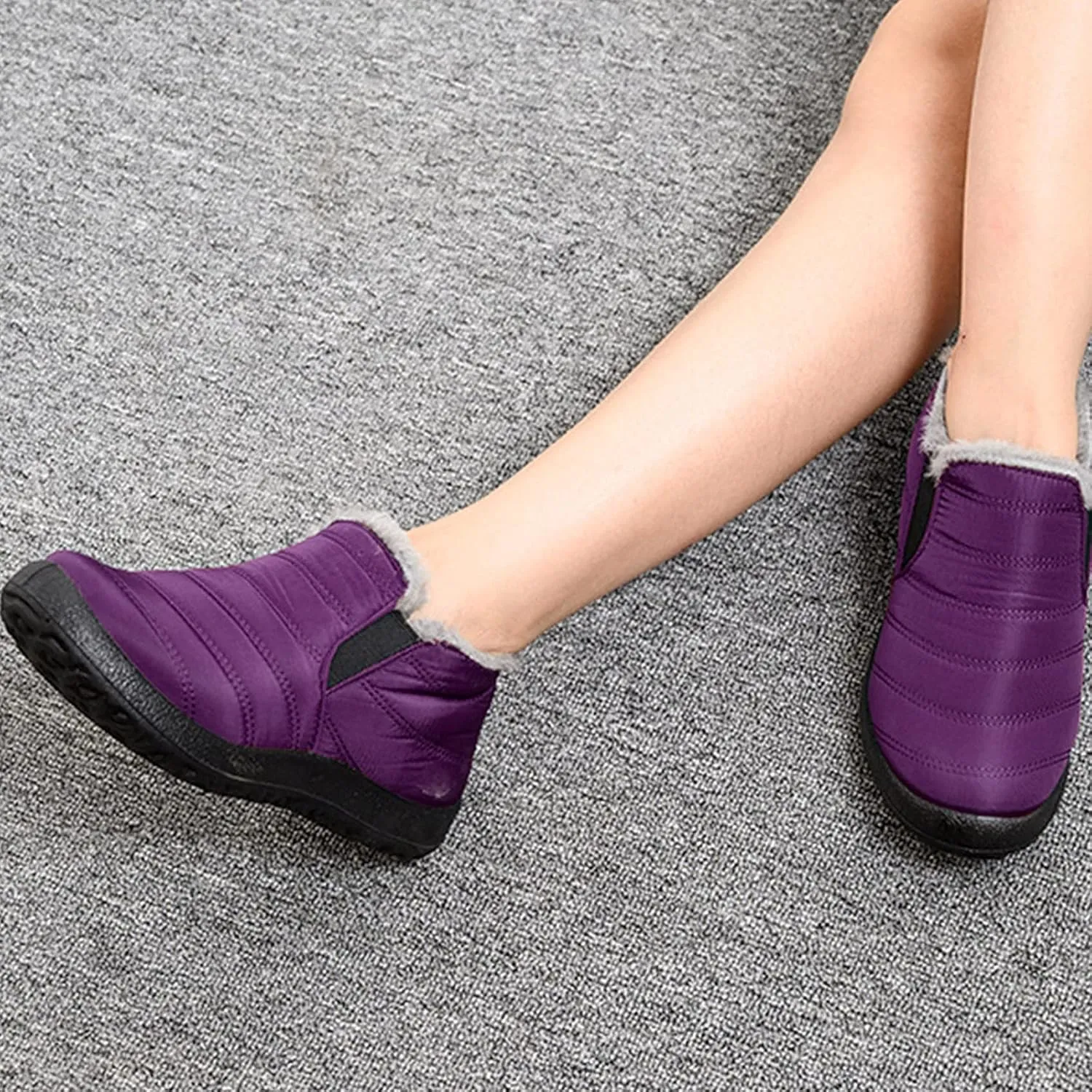 Slip on Winter Boots for Women Wide Womens Waterproof Snow Boots Knee High Women's Leather Winter Boots White Tall Snow Boots for Women White Botas Invierno Mujer Elegantes