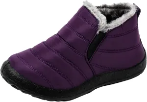 Slip on Winter Boots for Women Wide Womens Waterproof Snow Boots Knee High Women's Leather Winter Boots White Tall Snow Boots for Women White Botas Invierno Mujer Elegantes