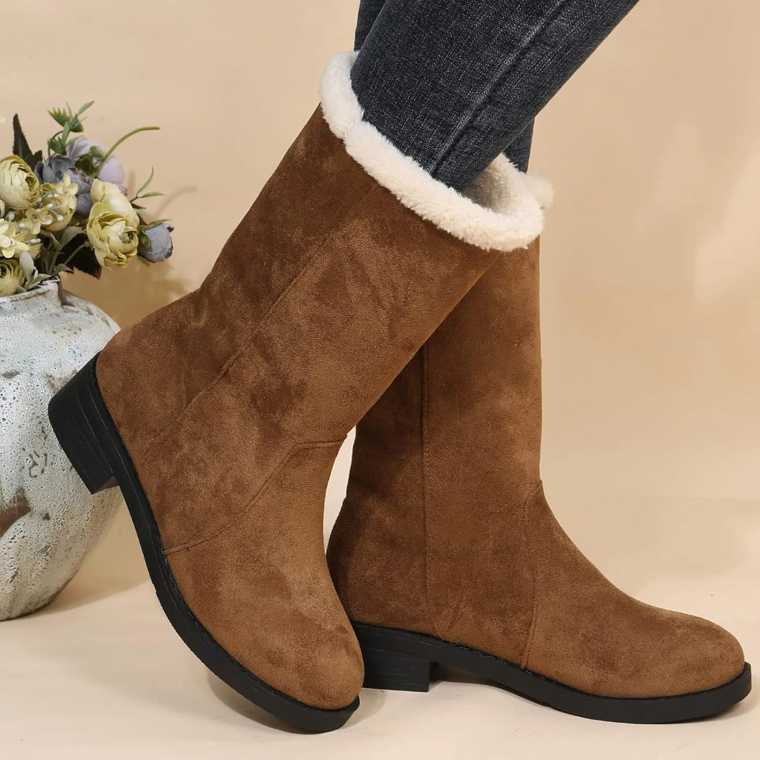 Snow Boot for Women Size 6 Snowboard Boots Womens 9.5 White Warm Winter Boots Women Wide Extra Wide Calf Winter Boots for Women Botas Para Nieve Mujer