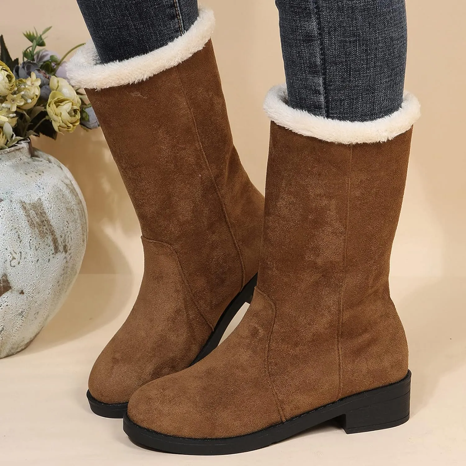 Snow Boot for Women Size 6 Snowboard Boots Womens 9.5 White Warm Winter Boots Women Wide Extra Wide Calf Winter Boots for Women Botas Para Nieve Mujer