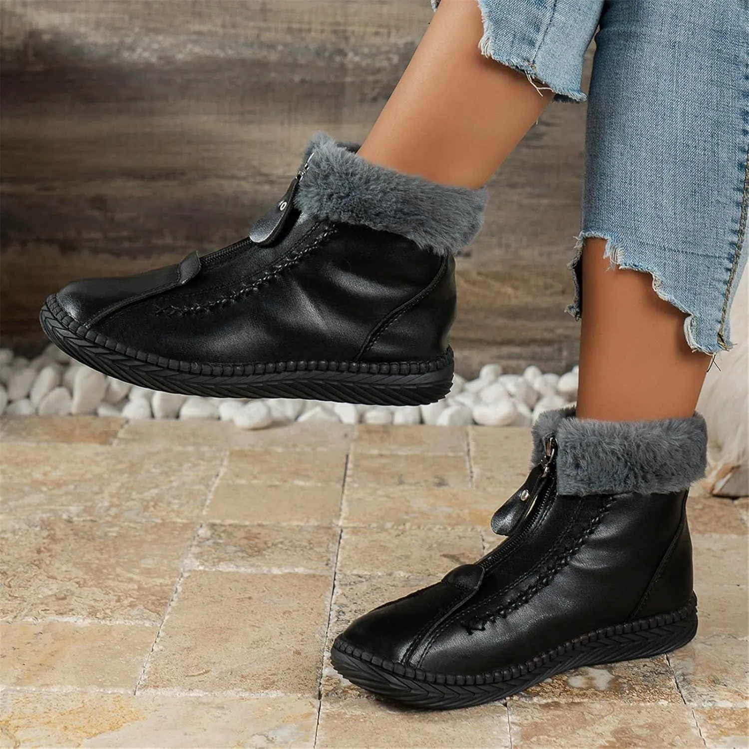 Snow Boots for Women Cute 10 Wide Womens Waterproof Snow Boots Size 6 Womens Winter Boots Slip Resistant Waterproof Work Boots for Women Botas De Invierno Para Mujer De Tacon Bajo Ortopedicas