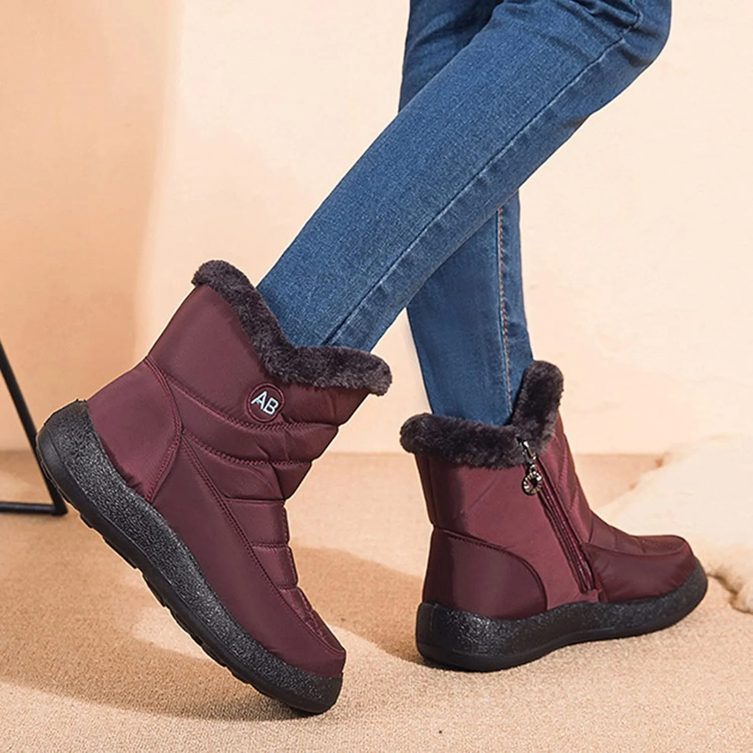 Snow Boots for Women Short Waterproof Winter Boots for Woman Women's Snow Boots Size 12 Tall Winter Boots for Women Wide Calf Botas De Vestir Para Invierno Mujeres