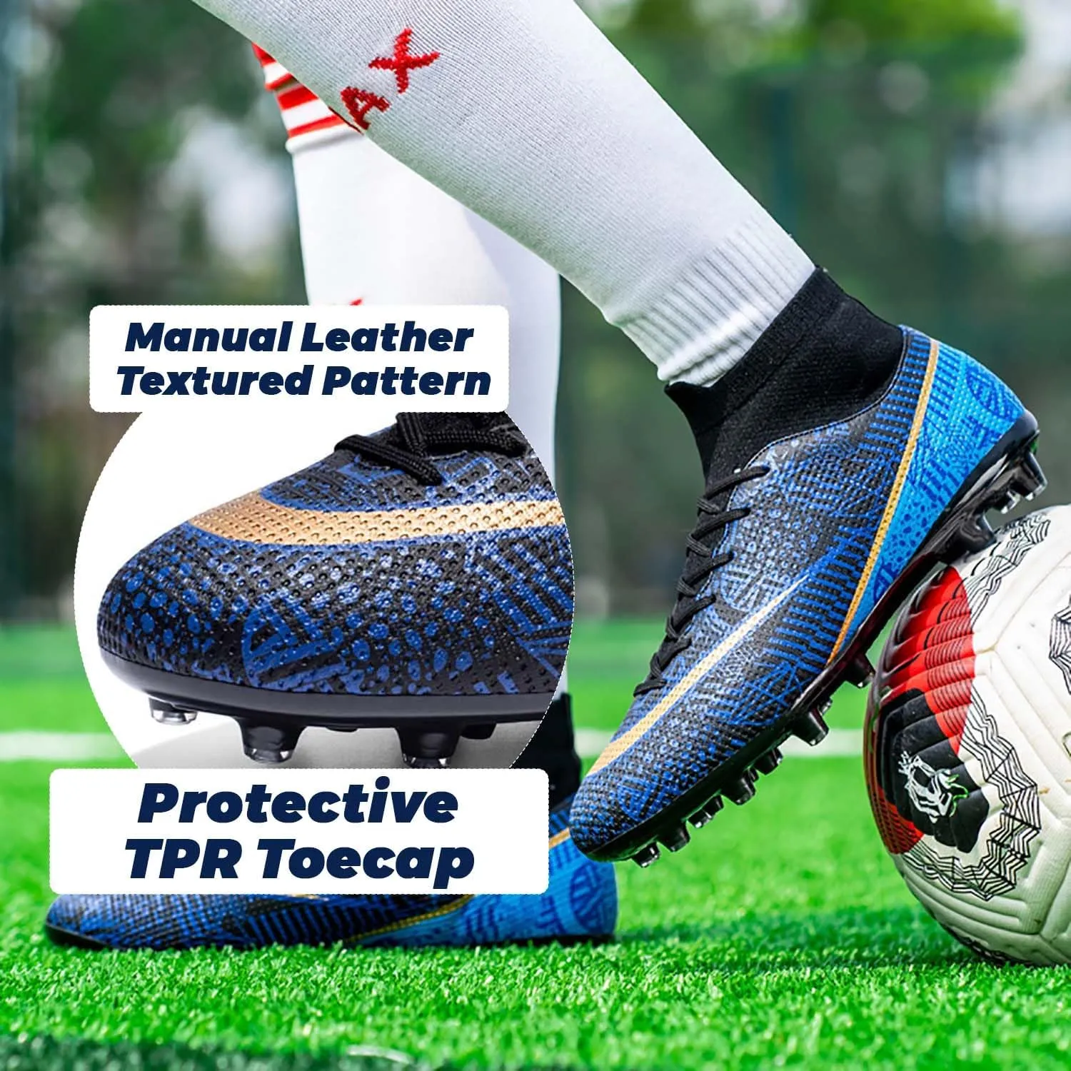Soccer Shoes for Men Women Turf Soccer Cleats for Boys Youth FG AG High-top Spikes Football Shoes for Unisex Professional Training Indoor & Outdoor