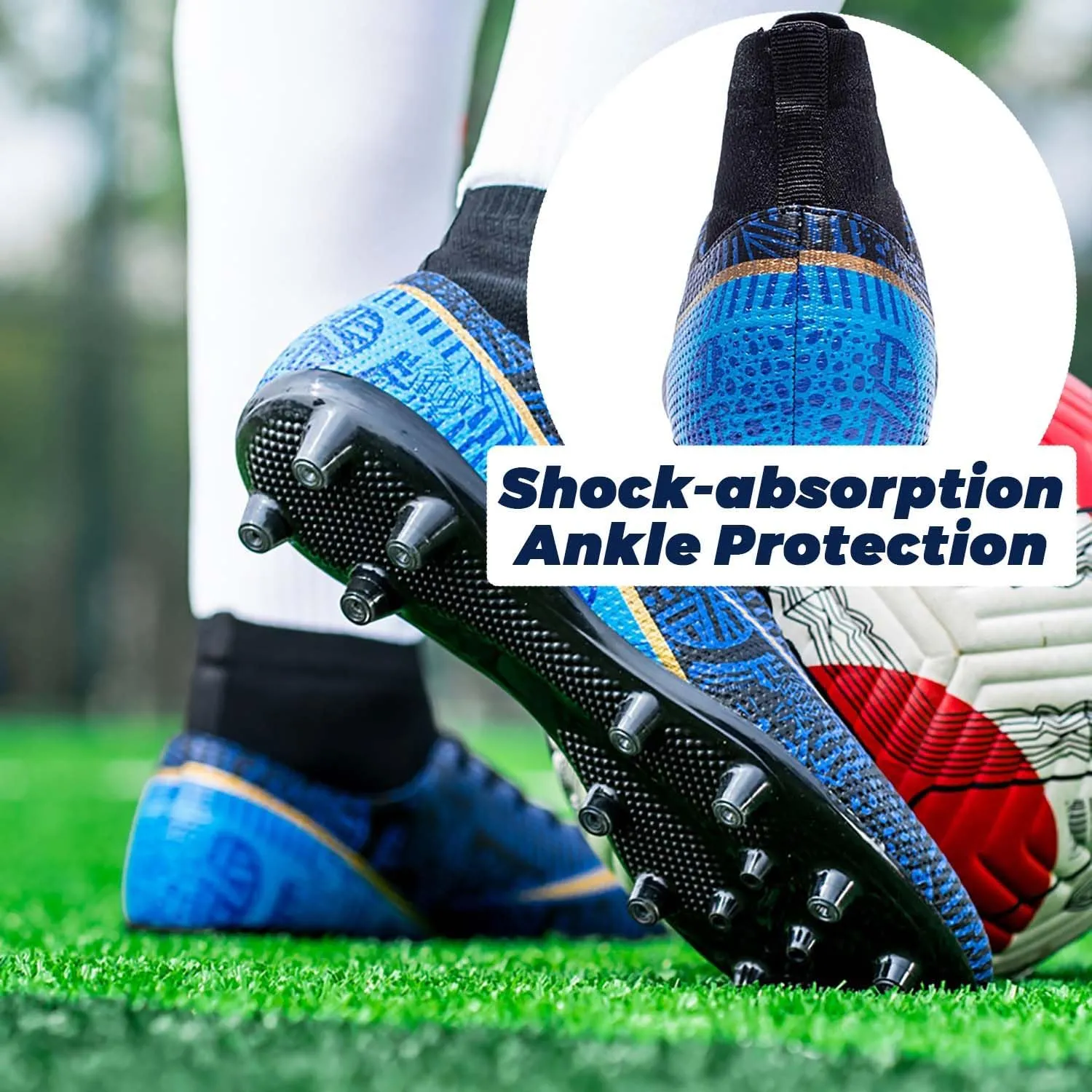Soccer Shoes for Men Women Turf Soccer Cleats for Boys Youth FG AG High-top Spikes Football Shoes for Unisex Professional Training Indoor & Outdoor